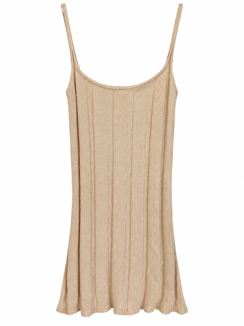 Free People Ribbed Knit Dress in Beige size medium